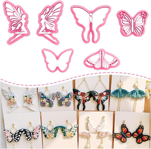 KEOKER Polymer Clay Cutters Butterfly - Luna Moth Polymer Clay Cutters, 6 Shapes Embossed Butterfly Clay Cutters for Polymer Clay Jewelry Making, ...