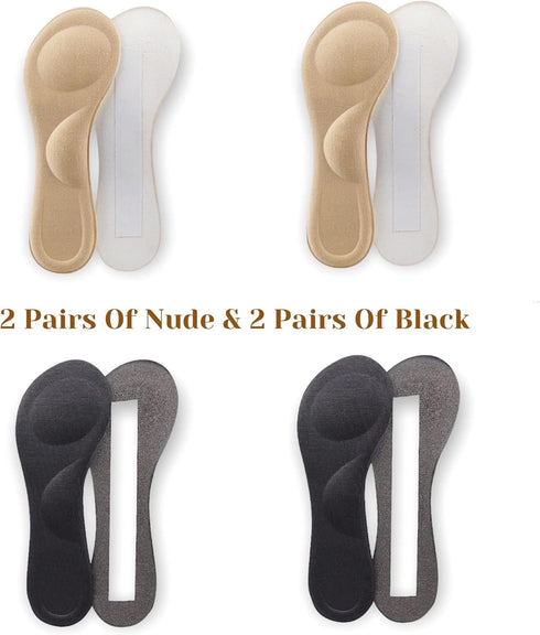 CB 4-Pairs of Cloth Surface Sponge Inserts Invisible Slim Insoles Liners, Ball of Foot Pain Relief Cushion, Arch Pain Barefoot Support, 3/4 Length...