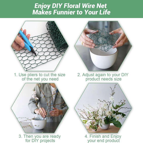 Floral Chicken Wire for Craft,4 x 118 Inch Lightweight Galvanized Hexagonal Chicken Wire Netting, 2mm Thickness Chicken Wire Fence for Garden Poul...
