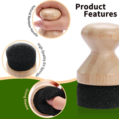 Herda 2pcs Food Grade Mineral Oil & Wax Applicator for Wood Cutting Board, Butcher Blocks, Safe Cutting Boards Oil Sealer -Bamboo/Wooden Spoon Ute...