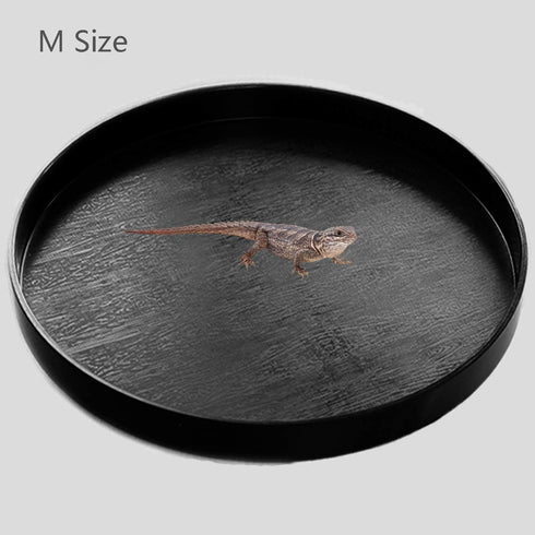 Reptile Water Food Dish Bowl Turtle Feeder Tortoise Feeding Dish Container (M, Black)...