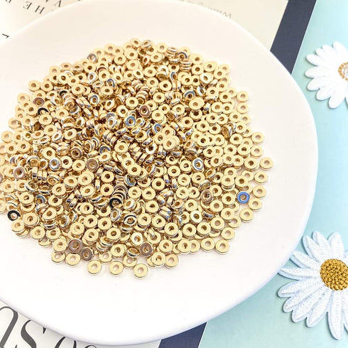 1200pcs 6mm Flat Disc Spacer Beads Round CCB Rondelle Beads Spacers for Bracelet Necklace Jewelry DIY Crafts Making (Gold)...