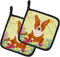 Caroline's Treasures BB6100PTHD Easter Eggs Corgi Pair of Pot Holders Kitchen Heat Resistant Pot Holders Sets Oven Hot Pads for Cooking Baking BBQ...
