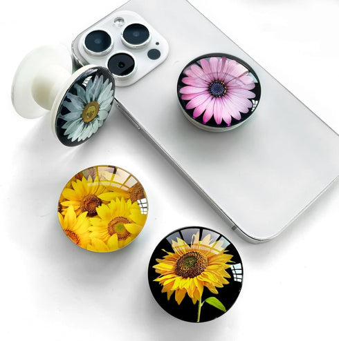 Clear Crystal Glitter Expandible Collapsible Moblile Phone Grip Stand Holder for Smartphones and Tablets Cell Phone Accessory?Pink Daisy?...