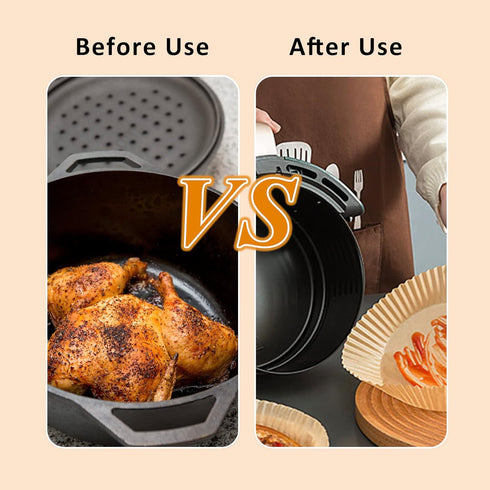 Disposable Air Fryer Paper Liners, 100 Pcs Round Non-Stick Parchment Paper, Oil-proof,Water-proof Cooking Baking Roasting Filter Pater for Air Fry...
