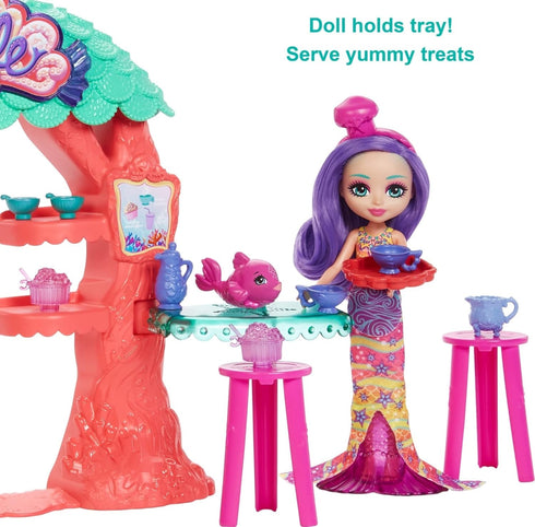 Mattel Enchantimals Sea Cave Cafe Playset (8.8-in), 15+ Pieces, with Martina Mermaid Doll, 2 Animal Besties, and Accessories, Great Gift for Kids ...