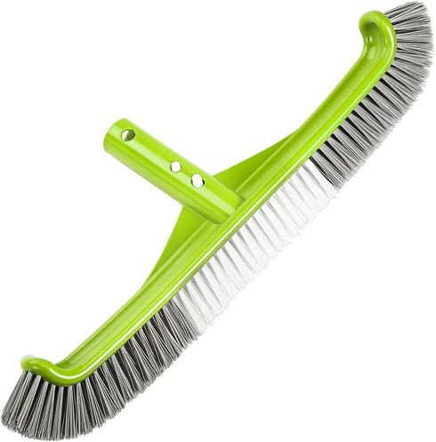 Pool Brush,17.5" Curved Edge Pool Brushes Head for Cleans Pool Swimming Walls, Tiles & Floors, Premium Nylon Bristles with EZ Clips...