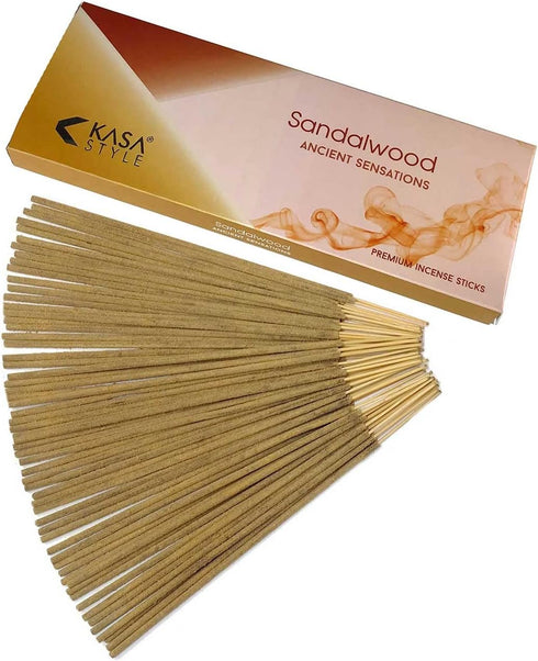 Ancient Sensations Premium Incense Sticks - 1% Natural No Chemicals - 1 Hour Burning - 100gr (Sandalwood)...