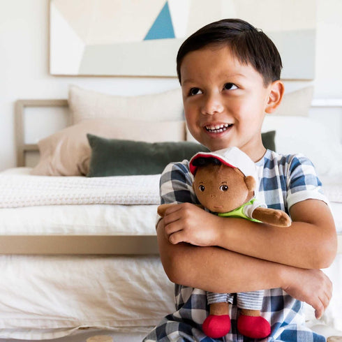 HABA Snug Up Soft Doll Mason- 11.5" Soft Boy Doll with Black Hair (Machine Washable)...
