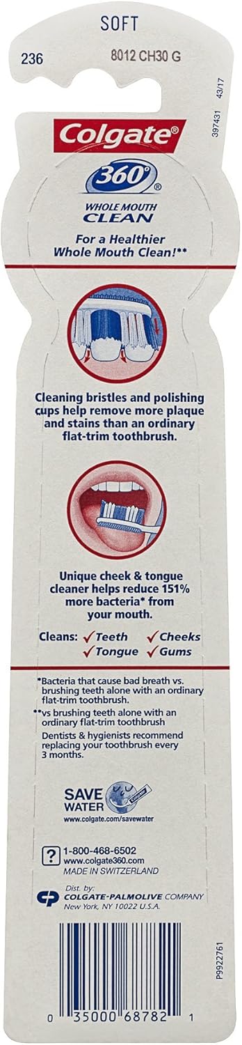 Colgate 360 Adult Full Head Soft Toothbrush, Twin Pack (68782)...