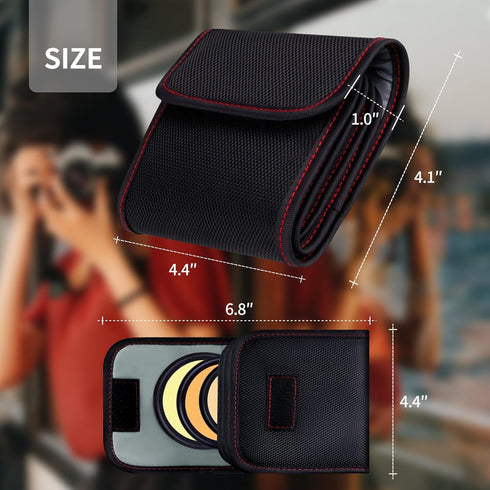 Professional Photography Filter Bag, 3-Pocket Camera Lens Filter Bag Entrainment, Waterproof And Dustproof Anti-Fall Design Suitable for 25mm-82m ...