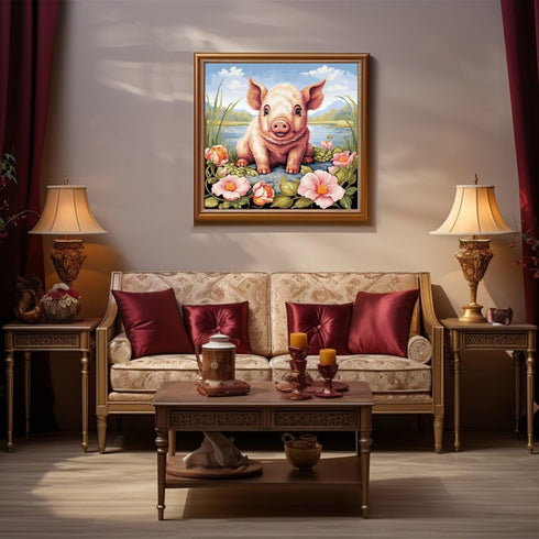 51buyoutgo Pig 11ct Cross Stitch Kits, 11 CT Funny Pre Printed Counted Stamped Cross Stitch Embroidery Needlepoint Needlework Patterns Kits for Be...