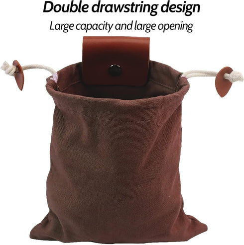 Foraging Bag Leather Belt Pouch Canvas Collapsible Bag Outdoor Camping Storage Folding Bag Mushroom Portable Storage Bags Belt Dump Pouches for Tr...