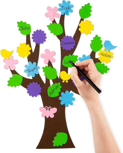 HubirdSall 76Pcs Spring Tree Craft Kit for Kids DIY Foam Springtime Bulletin Board Set with Flower Leaf Butterfly Bird Stickers Self Adhesive, Art...