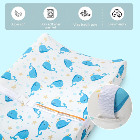 Changing Table Pad Cover Elastic Changing Pad Cover Premium Baby Changing Pad Cover 2 Pack for Boys Girls Unisex Soft Comfortable Safety (Bubbling...