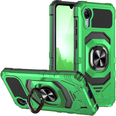 TJS Compatible for Cricket Debut S2 Case, AT&T Calypso 4 Case, Metal Ring Magnetic Support Kickstand Heavy Duty Drop Protection Cover Phone Case (...