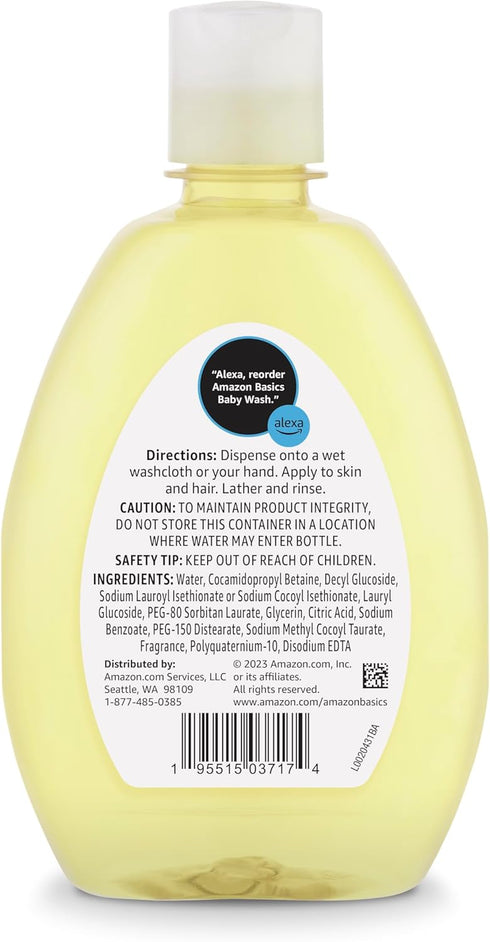 Amazon Basics Tear-Free Baby Hair and Body Wash, Lightly scented, 13.6 Fluid Ounce, 1-Pack...