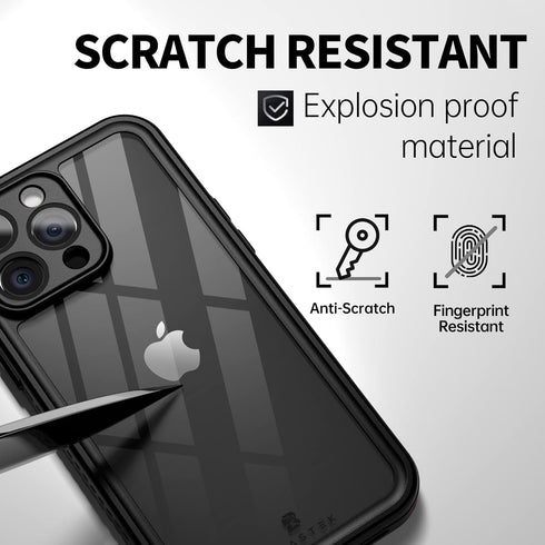 BEASTEK iPhone 14 Pro Max Waterproof Case, FSN Series - Underwater Shockproof Dustproof, Built-in Screen Protector, Clear Back Cover, 6.7'' - Red...