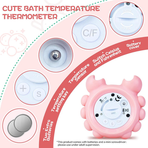 Baby Bath Thermometer Baby Safety, Digital Baby Bath Tub Thermometer with Temperature Alarm, Baby Water Thermometer & Room Thermometer, Baby Bath ...
