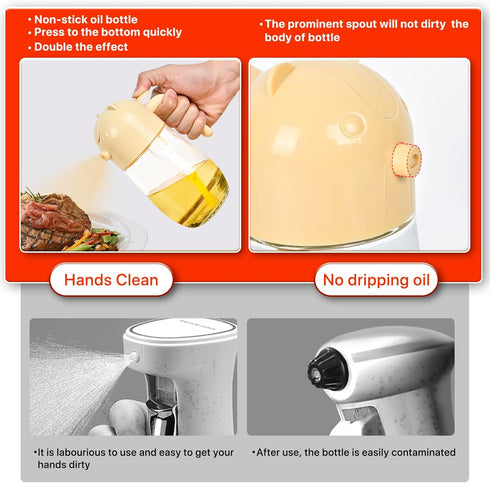 580ml/20oz 2 in 1 Oil Dispenser and Oil Sprayer for Cooking, Glass Olive Oil Dispenser Bottle with Silicone Mat, Food-grade Oil Dispenser for Kitc...