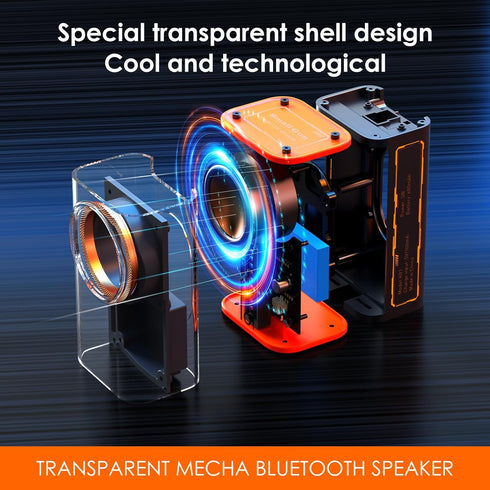 Transparent Wireless Bluetooth Speaker Portable Mini Speaker with LED Colorful Lights Stereo Sound TWS Small Speakers for Office, Party Camping, S...