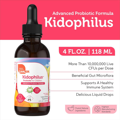 Zahler - Kidophilus Liquid Drops Probiotics for Kids (4 Fl Oz) Certified Kosher Kids Probiotic for Healthy Digestion & Immune Support - Fruit Punc...