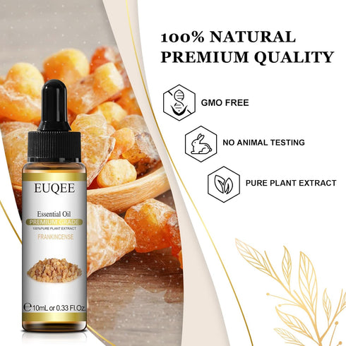 Frankincense Essential Oil 10 ml Pure Essential Oil with Glass Drop Great for Diffusers,Aromatherapy, Soap & Candle Making, Humidifier - 0.33 Fl o...