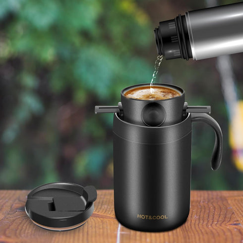 16oz Camping Coffee Maker Pour Over Coffee Maker Set?Camp Pour Over Set?Portable Coffee Kit for Travel, Camping, Offices, Backpacking...