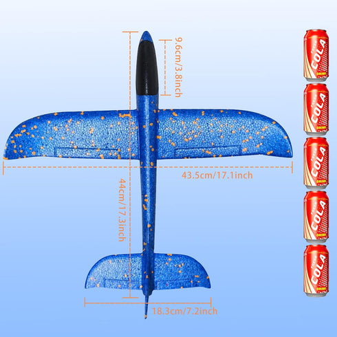 VCOSTORE 2 Pack Foam Airplanes : Foam Glider Plane 17.5" - Large Throwing Glider Airplane Toy with 2 Flight Mode Flying,Outdoor Sports Toys for 3-...