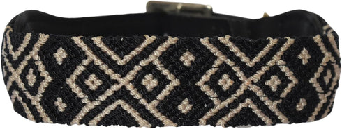 Handmade Dog Collar Adjustable Size S - Unique Pet Accessories, Handcrafted in Mexico, Unique Design, Durable and Strong for Your Dog (Black and W...