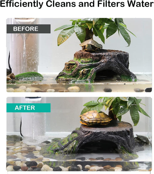 Aquarium Filter Fish Tank Filter for Turtle Tanks, Reptiles, Amphibians, Frog, Cichlids, Newt or Fish Tank Waterfall Flow Water Clean Pump (White ...