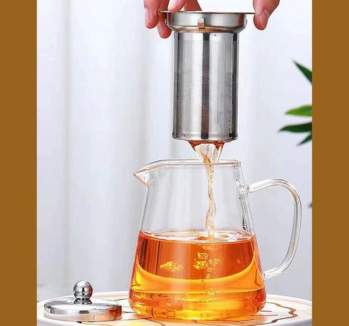 JIABO (32 oz/ 950 ml) Glass Teapot with Removable Stainless Steel Infuser,Borosilicate Glass Teapots,Tea Kettle,Stovetop Safe & Electric Stove Saf...