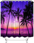 Sunset Beach Shower Curtain Tropical Palm Tree Landscape Waterproof Fabric Curtains for Bathroom Decor with 12 Hooks 72x72 Inches...