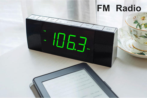 iTOMA Bedside Alarm Clock Radio with Bluetooth Speaker, Dimmable Jade Green LED Display, FM Radio with Sleep Timer, Dual Alarm with ON/OFF Push-bu...