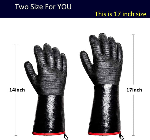 932°F Heat Resistant Gloves Non-Slip BBQ Gloves Waterproof Kitchen Gloves Fireproof Grilling Gloves Oil Resistant Barbecue Gloves Neoprene Coated ...