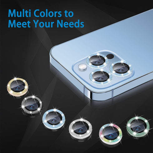 for iPhone 13 Pro & iPhone 13 Pro Max Camera Lens Protector, Bling Glitter 9H Tempered Glass Camera Cover Anti Scratch Shockproof Screen Protector...