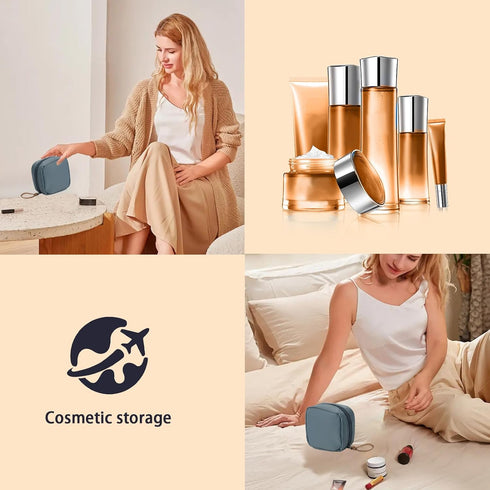 Makeup Bag Travel Cosmetic Bag Toiletry Bag Organizer Pouch Purse Travel Accessories,Mini Blue...