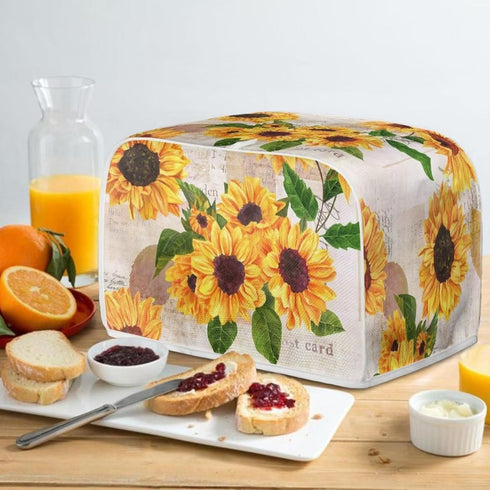 Sunflowers Print Kitchen Appliance Cover 2 Slice Toaster Flower Small Appliance Parts Accessories Stain Resistan Coffee Maker Covers Protector...