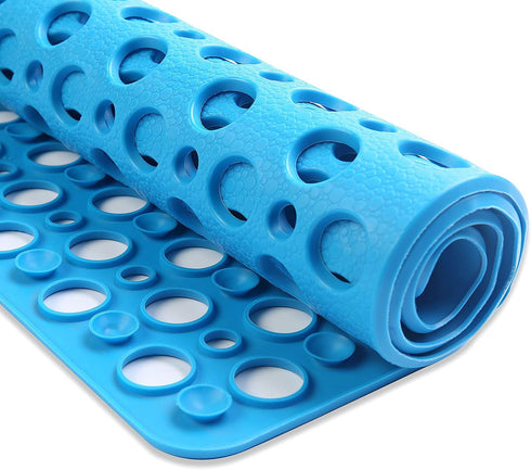 Nonslip Bathtub Mat Extra Soft TPE Bath Mat for Kids, Machine Washable Bathroom Shower Mat, Smooth/Non-Textured Tubs Only, 30L x 17W Inch (Lake Bl...