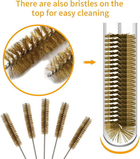7pcs Brass Wire Tube Brushes Bottle Brush Set,11Inch Long Wire Brushes for Cleaning,Wire Pipe Cleaner Bore Brush Cleaning for Tubes,Bottle,Keyboar...
