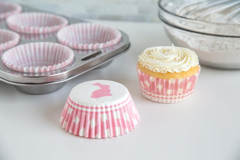 Fox Run Gingham Bunny Paper Muffin and Cupcake Liners, Set of 50 Standard Size Wrappers...