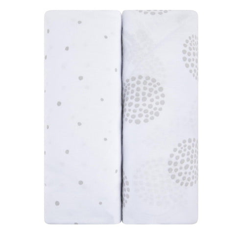 Changing Pad Covers - Cradle Sheets 2-Pack - 100% Jersey Cotton for Baby Boy or Baby Girl (Grey Dottie)...
