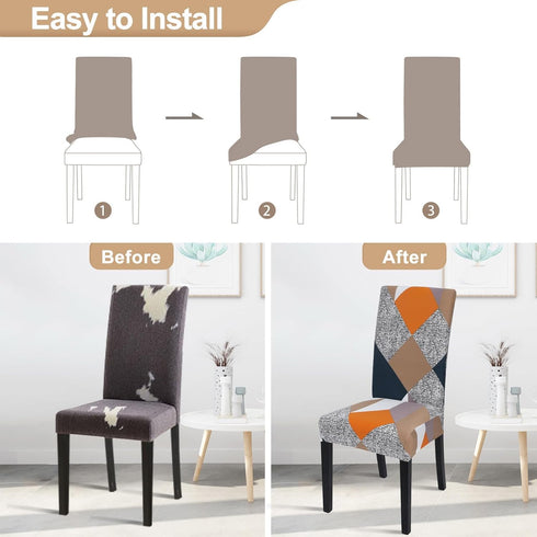 SearchI 4 Pack Super Fit Stretch Removable Washable Short Dining Chair Covers Slipcover Protector, Spandex Fabric Chair Cover for Dining Room, Hot...