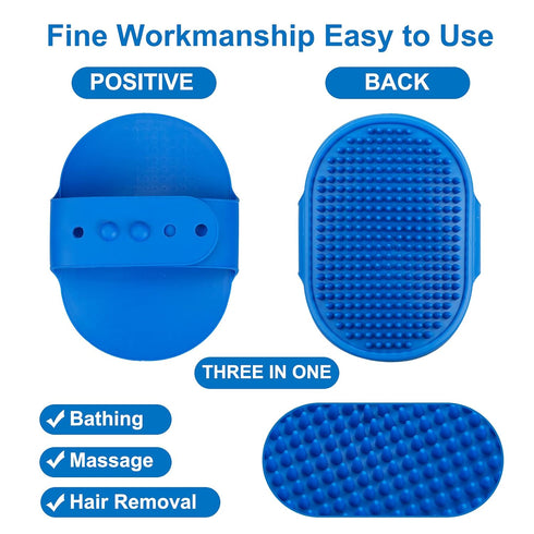 2 Pack Dog Grooming Brush, Premium Pet Bath Brush with Adjustable Ring Handle for Bathing - Massaging -Hair Removal - on Wet or Dry Hair, for Long...