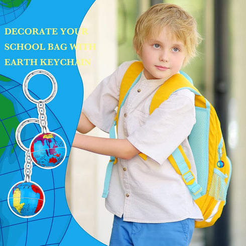 Junkin 80 Pcs Earth Day Globe Keychains Kids Earth Keyrings Planet Key Chains with Globe for Keys Birthday Party Favors Children (World Map)...