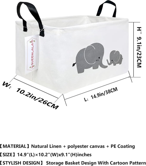 QUEENLALA Rectangular Laundry Hamper/Foldable Nursery Laundry Basket for Organizing/Storage Bin Baskets/Children Toy Office Bedroom/Toy Bin Closet...