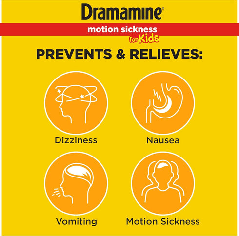Dramamine Motion Sickness Relief for Kids | Chewable Grape | 8 Count...