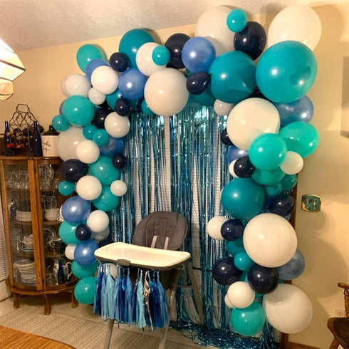 Teal Balloon Garland Arch Kit, Navy Blue Light Blue Teal White Turquoise Aqua Latex Balloons Garland Kit for Boys Girls Women Bridal Baby Shower O...