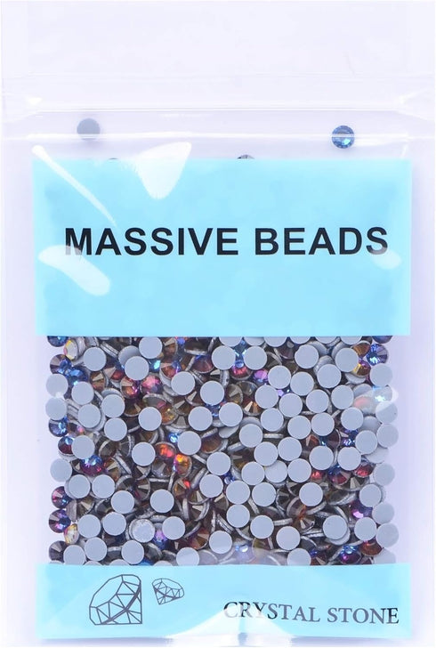 3000 Pieces Hot Fix Glass Flatback Rhinestones HotFix Round Crystal Gems (Blue Flare, SS10)...
