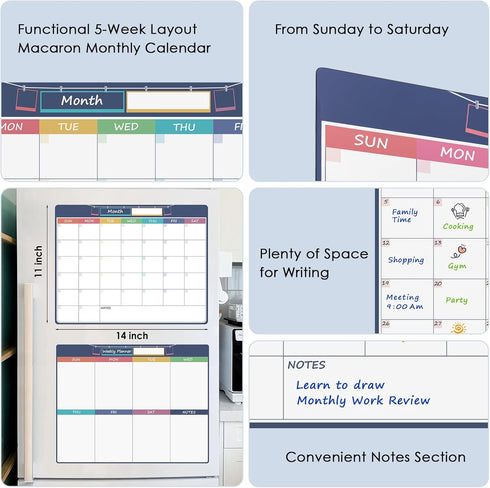 MaxGear Magnetic Dry Erase Calendar for Refrigerator, 11"x14" Monthly & Weekly Calendar Whiteboard for Fridge Magnet Board Erasable Fridge Planner...